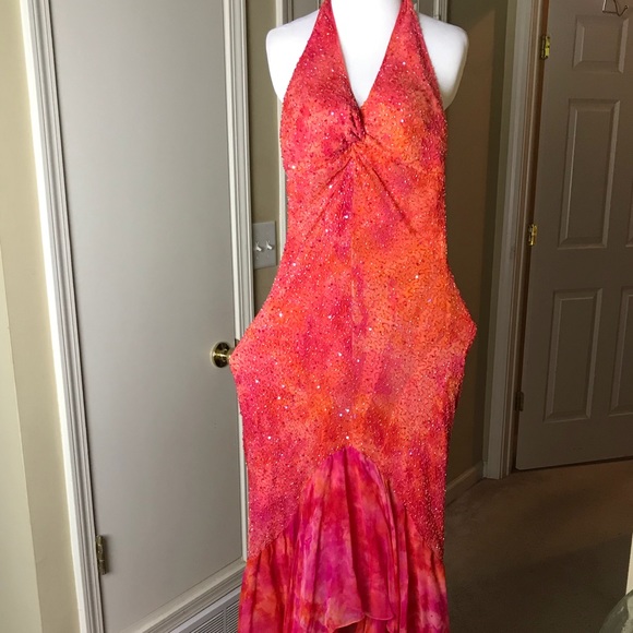 SCALA_Beaded Halter Gown - Picture 2 of 8